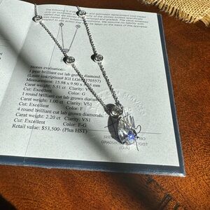 Lab Diamond Pear Shaped Pendant Necklace. 8.71 CTW